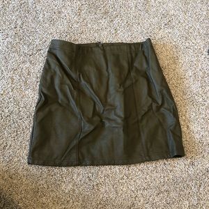 Green leather skirt